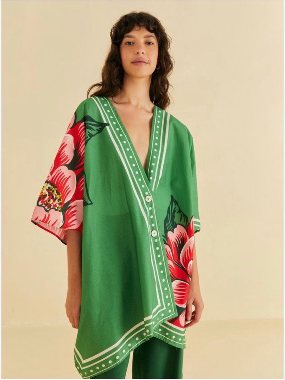 Farm Rio Floral Kimono Cardigan Graphic Trendy Boho oversized